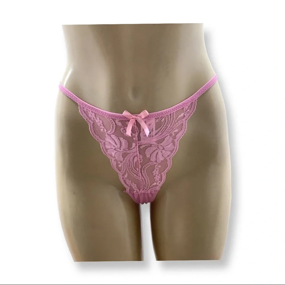 Pink Size Small Lace and Lettuce Trim Lingerie Dress & Matching Thong. - Picture 3 of 4